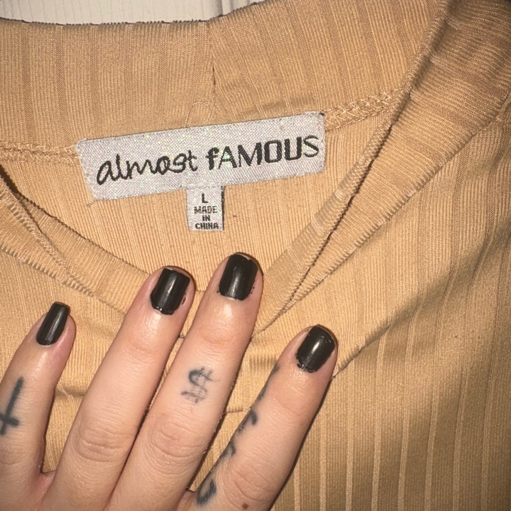 Almost Famous Camel Ribbed Crop Top - Picture 2 of 3